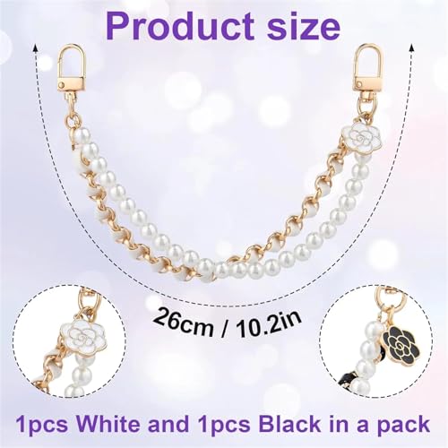 Breloque de remplacement pour sac à main avec perles bicolores et finitions fleurs de luxe