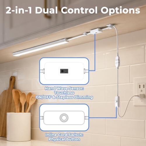 Image of ASOKO 12Inch Hand Wave Activated Under Cabinet Lights-4500K Daylight White