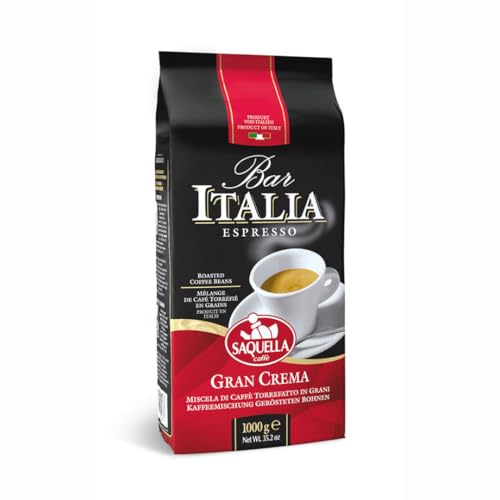 Saquella Bar Italia Gran Crema Espresso Coffee Beans, 1kg (2...