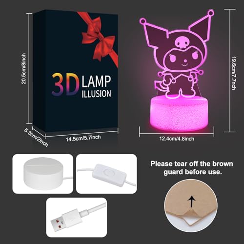 Image of sunduck Pink Kawaii Night Light with Corded Control- Cute Dreamy Girls Room Decor, Perfect Birthday /Christmas Gift for Kids, Unique Holiday Present