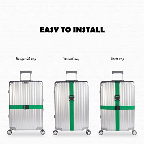 Image of 2pcs 74″x2″Luggage Straps for Suitcases,Adjustable Suitcase Straps and Heavy Duty Strap Buckle Packing Straps Travel Accessories, Green