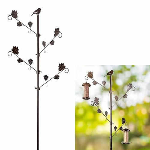 DIVCHI Bird Feeder Hanging Station Pole Birds Feeding Station Metal Stand for Small Birds Garden Decorations (Only Station, Feeder Not Included) option