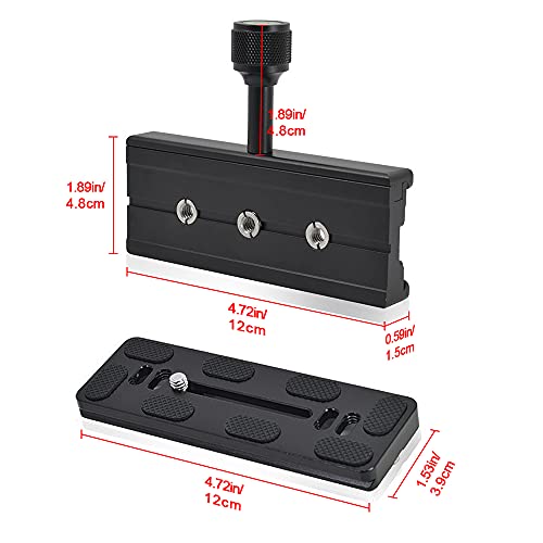 Fotoconic 120Mm 1/4 Inch Screw Quick Rlease Plate Clamp Adapter With 1/4-3/8 Inches Screws For Arca Swiss Canon Nikon Sony And Other Dslr Camera Tripod Monopod Stabilizer Ball Head thumb #1