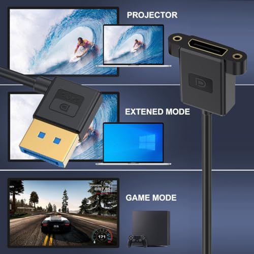 Cable DisplayPort 1.4 macho hembra codo 8K alargador de panel ultrafino 7