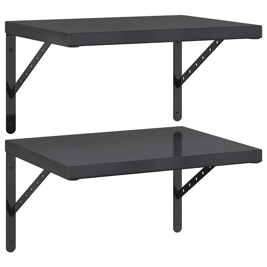 Generisch Wandregale 2 STK. 50x40 cm Schwarz Edelstahl,Möbel,Regalsysteme,Wandregale-3214517