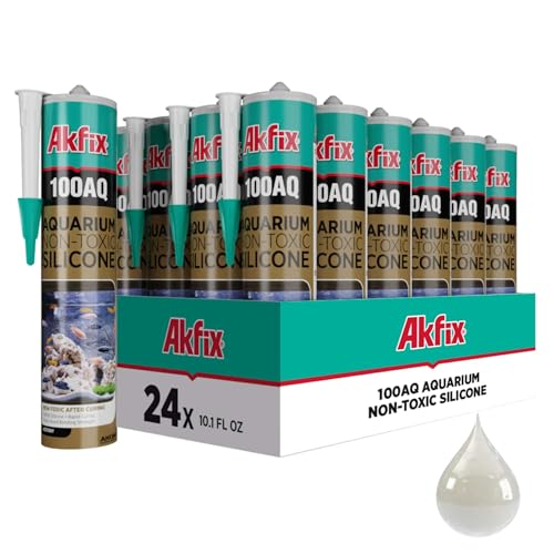 Image of Akfix 100AQ Aquarium Sealant Clear (24x10.1 fl. oz.) - 100% Waterproof, Fish-Safe, High-Speed Curing and Strong Adhesion, Non-Toxic Glass Adhesive for Aquarium Repair | Clear, 24 Pack
