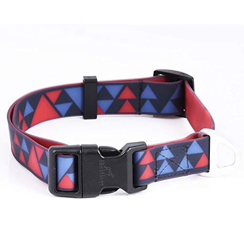 BlackDoggy Collar de perro impermeable sin olor con anillo en D resistente para perros pequeños (S, azul y rojo) Cover