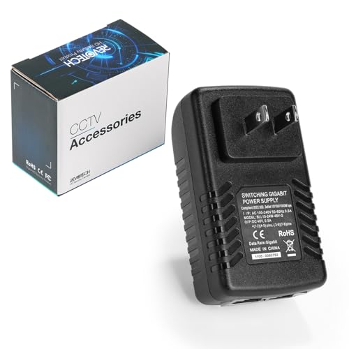 REVODATA ギガビット PoE インジェクター アダプター、48V/0.5A/パッシブ PoE+ 10/100/1000Mbps/1G/2G、最大 100M 距離、ネットワーク アダプター プラグ アンド プレイ、IP カメラ/ワイヤレス AP/ビデオ電話用 (NUS-G)