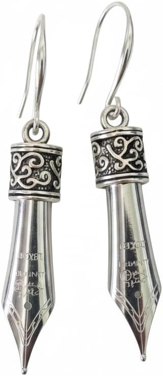 Silver Pen Nib Earrings – Writer Jewelry for Authors, Teachers & Book Lovers – Silver-Plated Ear Wires