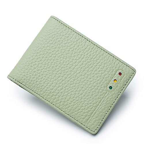 ZhaoCo Kreditkartenetui aus Echtleder mit RFID Schutz Führerschein Kartenetui Schlank Minimalistische Brieftasche für Damen Frauen Mädchen - Grün Cover
