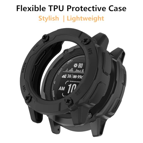 HOMTERN Cases for GARMIN Instinct 2X,Flexible Silicone Cover Shell Shockproof Scratch-Proof Protector Case Smartwatch Accessories for Garmin Instinct 2X ONLY,Black - Image 4