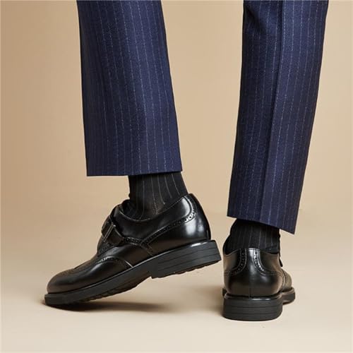 Image of BWSEOBG Men's Brogue Wingtip Retro Business Oxford Shoes Classic Leather Round Toe Lace Up Wedding Formal Dress Shoes Derby Shoes