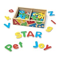 Melissa & Doug 52 Wooden Alphabet Magnets in a Box - Uppercase and Lowercase Letters