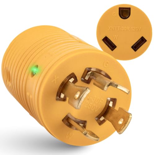 MECMO NEMA L14-30P to TT-30R RV Generator Adapter 30 Amp 125V, 4 to 3 Prong