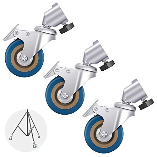 Neewer 3 Packs Professional Swivel Caster Wheels Set with 22mm Diameter, Durable Iron Construction with Rubber Base Compatible with Photography Light Stand for Studio Photo Video Shooting