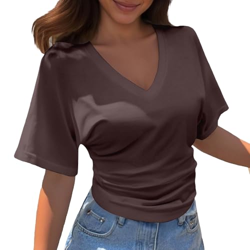 Camiseta de Manga Corta con diseño de Estilo Coreano, Informal, Holgada, de Color Puro, básica, para Verano, de Lino, Suave y Ajuste Relajado, Ideal para Actividades al Aire Libre