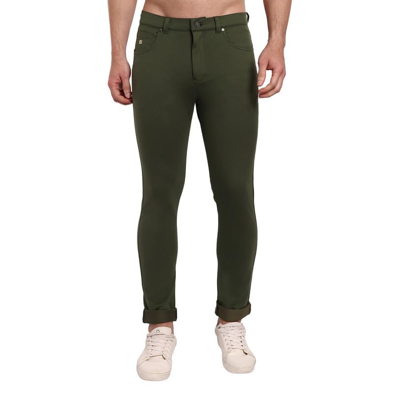 Image of ONE SKY Premium Men's Flexi Waist Casual Pants Cotton Blend Stretchable Chinos | Slim Fit Stylish Office Fashion Trousers for Office, Party | Men Formal Pant