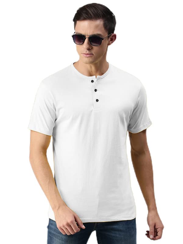 LAZYCHUNKSRegular Fit Solid Henley Half Sleeve Tshirt for Men