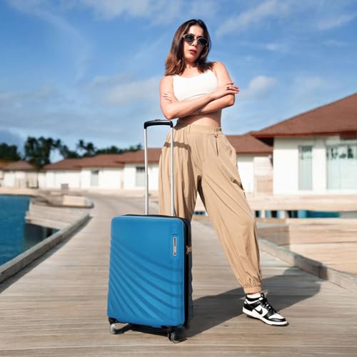 Image of Safari Select Polaris PRO 56 Cms Cabin Trolley Bag Hard Case Polycarbonate 8 Wheels with 360 Degree Rotation Recessed TSA Lock Anti-Theft Zipper Trolley Bags for Travel Suitcase for Travel Titan Blue