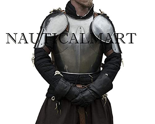 Medieval LARP Fantasy Costume Steel Armour Cuirass Breastplate with Pauldrons Halloween Costume