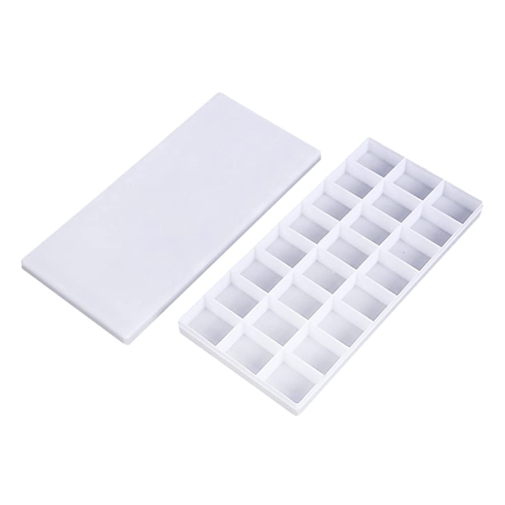 YS0911 Professional 24 Compartments Plastic Paint Paint Tray with Lid for Gouache Acrylic Oil Paint Paint Trays with Lid 24 Grids for Acrylic Painting, As Described