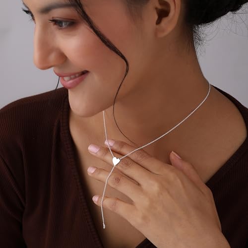 Image of TRUESILVER ACPL 925 Sterling Silver Lariat Necklace for Women | Y-Shape Pendant Necklace with Chain | Fine Silver Jewelry | Gift for Women & Girls