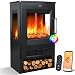 KESSER® Elektrokamin mit Heizung Panorama-Sichtfenster Heizlüfter 9 LED-Flammeneffekt Farbmodi Fernbedienung WiFi App 900/1800W Kaminfeuer elektrisch mit Thermostat Heizfunktion Timer