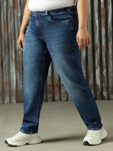 Image of High Star Women Washed Cotton Mom Fit High- Rise Jeans 49