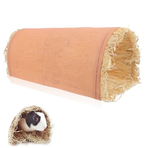 Túnel para cobayas, heno, paja, roedor, conejo, hámster, túnel de actividad para animales pequeños, túnel de conejo, accesorio para animales pequeños, hurones, erizos (rosa)