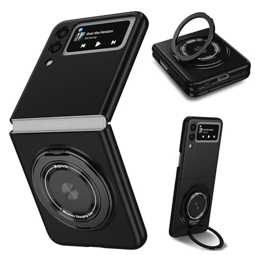 ZHOZEXIN Kompatibel mit Samsung Galaxy Z Flip 3 Hülle magnetischer Scharnierschutz Stoßfeste Hardcover mit Glaskameraschutz für Z Flip 3 5G (Schwarz)