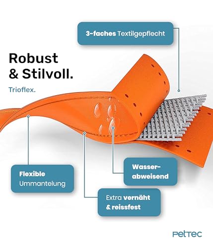 PetTec Halsband für große & kleine Hunde aus Trioflex™ | wetterfest & verstellbar in Farbe | Hundehalsband in Rot, Braun, Schwarz & Leuchtend Orange