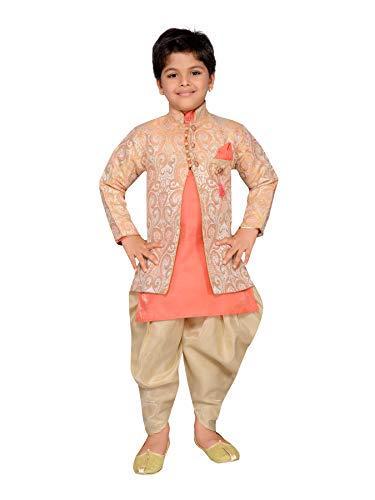 AJ DEZINES Bambini Indiani Indossare Bollywood Style Salwaar Sherwani i Ragazzi (652_Peach_7)