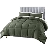 DOMDEC All Season Quilted Comforter Set Full/Queen with 2 Pillow Shams, Soft Microfiber Seersucker B