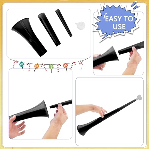 6-Pieces-Collapsible-Stadium-Horn-24-Inch-Plastic-Trumpet-Horn-Stadium-Horn-Noise-Maker-for-Sporting-Events-Sports-Themed-Party-Supplies-Black 6 Pieces Collapsible Stadium Horn 24 Inch Plastic Trumpet Horn Stadium Horn Noise Maker for Sporting Events Sports Themed Party Supplies Black