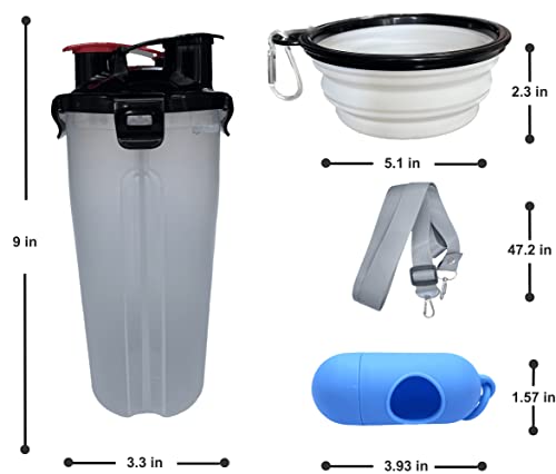 Dog Travel Water Bottle Collapsible Dog Bowls, 2-In-1 Pet Food Container,Portable Dog Bowls,Dog Poop Bag Dispenser,Bottle Brush,And Bottle Straps For Walking,Camping,And Hiking #TOP3