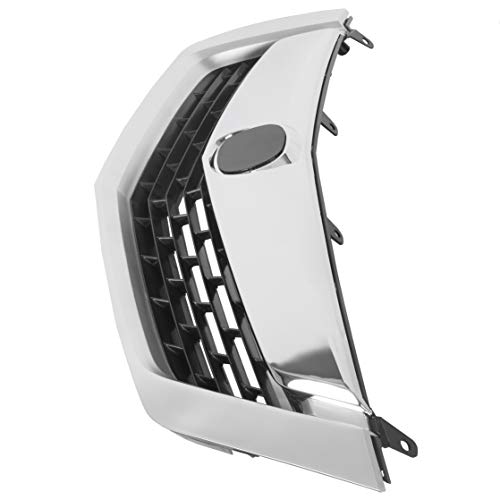 Ecotric Front Grille Moulding Trim Compatible With 2009-2010 Acura Tsx 2010 2009 Chrome Front Bumper Mesh Grille Cover Molding Vent Hood Trim Grill Plastic With Silver Chrome #TOP4