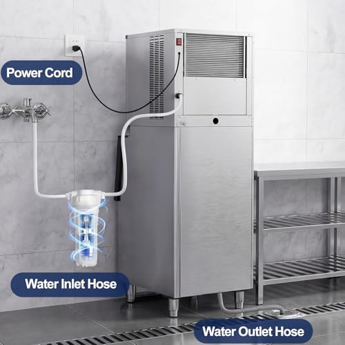 Image of Commercial Ice Maker 500LBS /24H, 350LBS Storage Bin, Industrial Ice Machine, Ice Ready in 5-15 Mins, Self-Cleaning, Timer Function, Stainless Steel Freestanding for Restaurant Bar Cafe