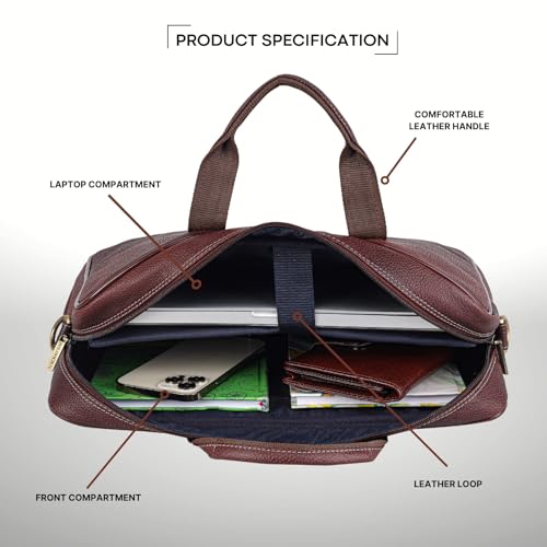 Image of WildHorn Leather Laptop Messenger Bag for Laptop /MacBook up to 15 inch| Padded Laptop Compartment |Office Bag I 365 Days Warranty