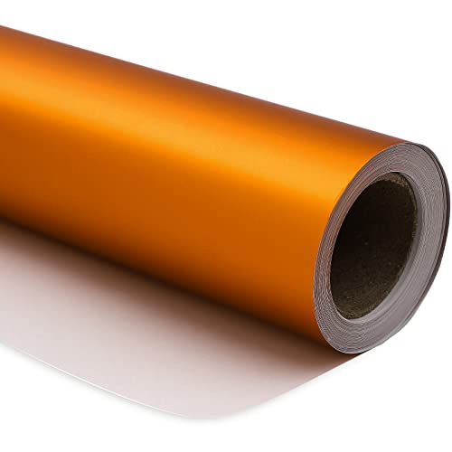 RUSPEPA Orange Wrapping Paper - Solid Color Matte Metallic Gift Wrap Paper Rolls Perfect for Wedding Birthday Christmas Baby Shower Autumn Halloween Pumpkin - 17 Inches X 32.8 Feet