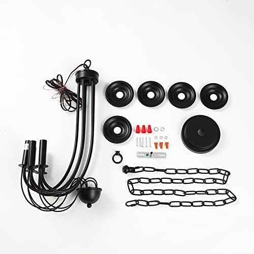 Sefinn Four 7248-5B 5-Light Farmhouse Chandelier, Candle Style Metal Chandelier, Black Retro Light Fixture For Dining Room, Living Room, Indoor thumb #4