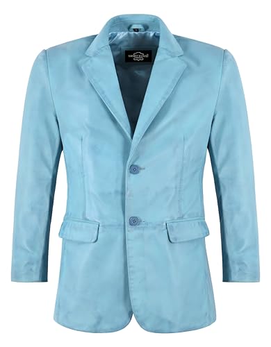 Blazer en cuir homme bleu clair Smart Range 9124 veste ajustée boutonnée chic