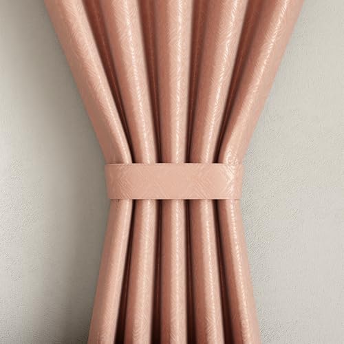Image of Wakefit Jacquard Room Darkening Curtain | Light Blocking Upto 70% | (7 x 3.9 ft) | Door Curtain | Set of 2 | Reduces Noise | Machine Washable | Smash |Diamond Sand Pink