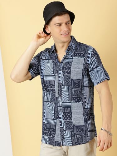 Image of Thomas Scott Men's | Printed | Half Sleeve | Regular Fit | Cotton Blend | Spread Collar | Casual Shirt