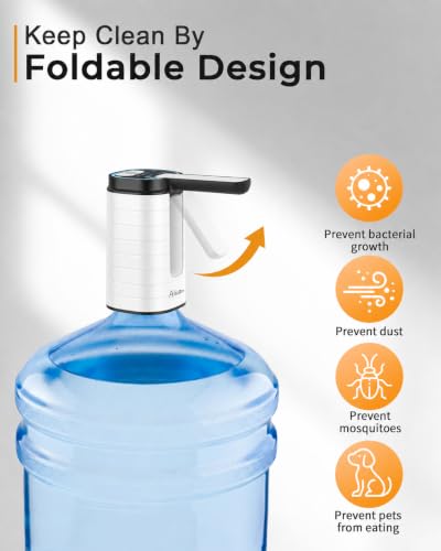 Image of Aluan Automatic Water Can Dispenser Pump for 20 Litre Bottle-Big Battery Portable C Type USB Rechargeable Water Pump Dispenser for Home-with Low Noise & High Efficiency (White)