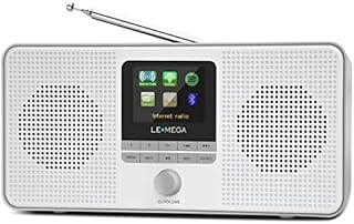 LEMEGA IR4S Stereo WIFI Internet Radio,Portable DAB/DAB+/FM Digital Radio,Spotify Connect,Bluetooth Speaker,Dual Alarms Clock,60 Presets,Headphone-Output,Batteries or Mains Powered - Grey