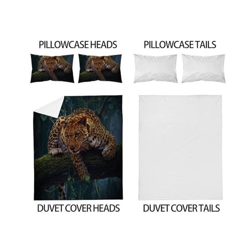 Housse de couette léopard imprimé 3D haute définition 200x200 microfibre