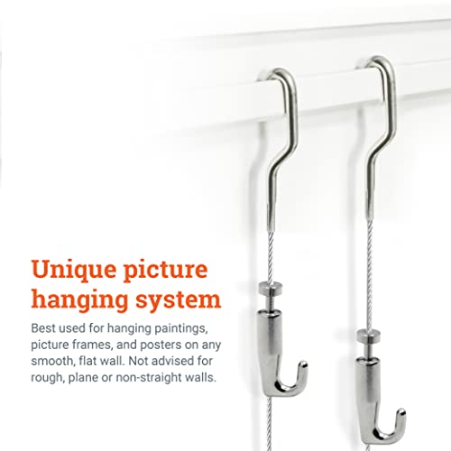 Image of PHS Picture Rail Hanging System 79 Inches- Art Gallery Wall Kit with Aluminum Track, Steel Cables & Adjustable Hooks| Professional Picture Hanging Rail for Art Frames & Paintings up to 154 lbs -1 Pack
