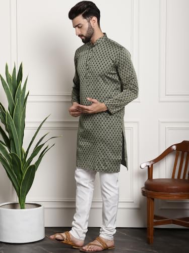 Image of SOJANYA (Since 1958 Men's Jacquard Silk Kurta and Pyjama with Nehru Jacket