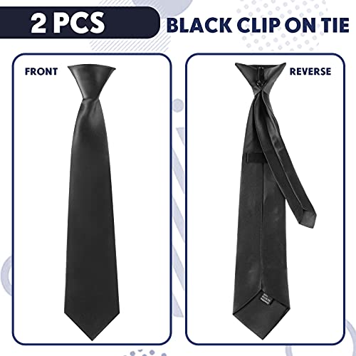 2 Pieces 14 Inch Boy's Clip-on Ties Solid Color Clip-on Ties Pre-tied Neckties for Office School Graduation3