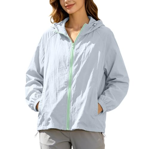 Veste a capuche femme zippe leger blouson ete coupe ample